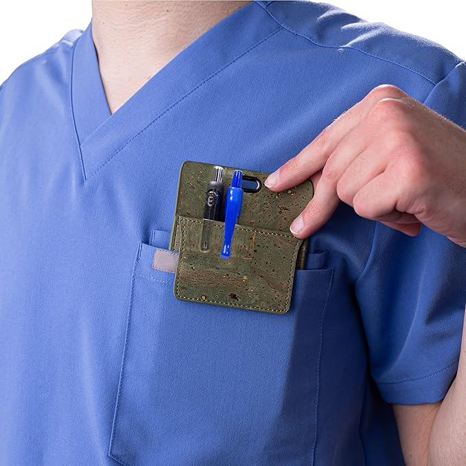 Premium Portuguese Cork Pocket Protector for Men | Multi-Use Pocket Protectors for Shirts and Lab Coats | For Pen, Pencils, Pointers, and More | 2 Pack of Blue Pocket Organizer Protectors-DeskLoop Office