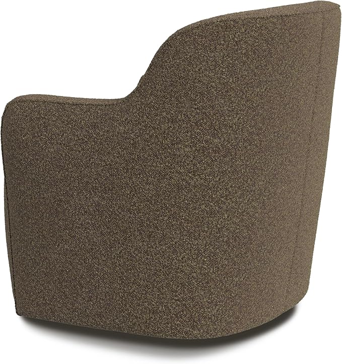 Upholstered 360° Barrel Back Swivel Chair | Accent Chairs for Living Room & Bedroom | Decorative Home Furniture, Brown Boucle-DeskLoop Office