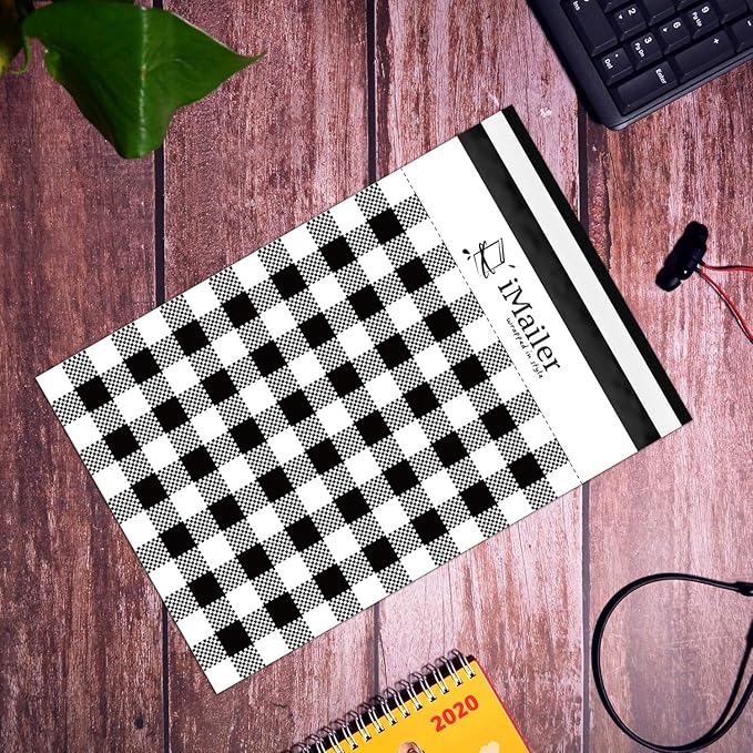 100 Count - 14.5 x 19 inch,Poly Mailer Black Gingham Plaid Package Envelope, Mailing Shipping Bags with Self Seal Strip-DeskLoop Office
