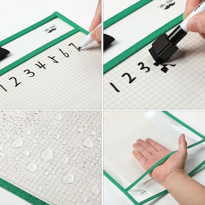 Mr. Pen- Reusable Dry Erase Pocket Sleeves, 6 Pack, Colorful | Clear Plastic - Image 7