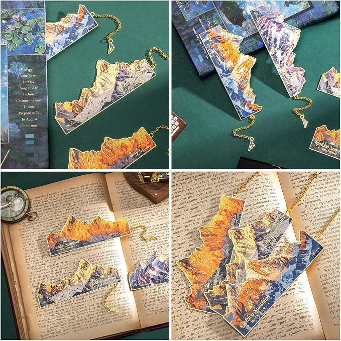 Vintage Bookmarks for Reading, 4 Pieces Sunshine Snow Mountain Book Marks - Image 2