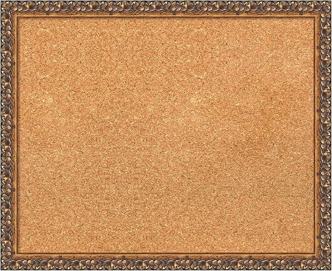 Amanti Art Natural Cork Board for Wall, 18x22 Vision Board with Bronze Frame, Small Corkboard Office Decor for Home Organization, Traditional Corkboard Pinboard to Display Items for Home Organization-DeskLoop Office