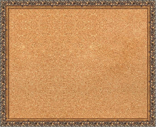 Amanti Art Natural Cork Board for Wall, 18x22 Vision Board with Bronze Frame, Small Corkboard Office Decor for Home Organization, Traditional Corkboard Pinboard to Display Items for Home Organization-DeskLoop Office