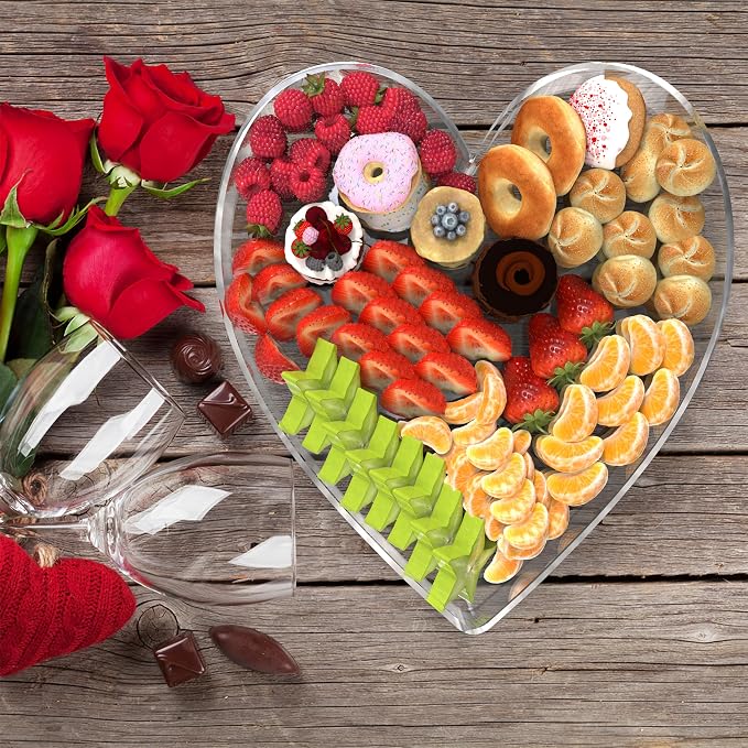 13.8" Acrylic Heart Shaped Charcuterie Board, Heart Plates - Image 6