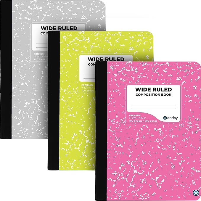Composition Notebooks Wide Ruled Paper, Colored Marble Composition Notebook by Enday