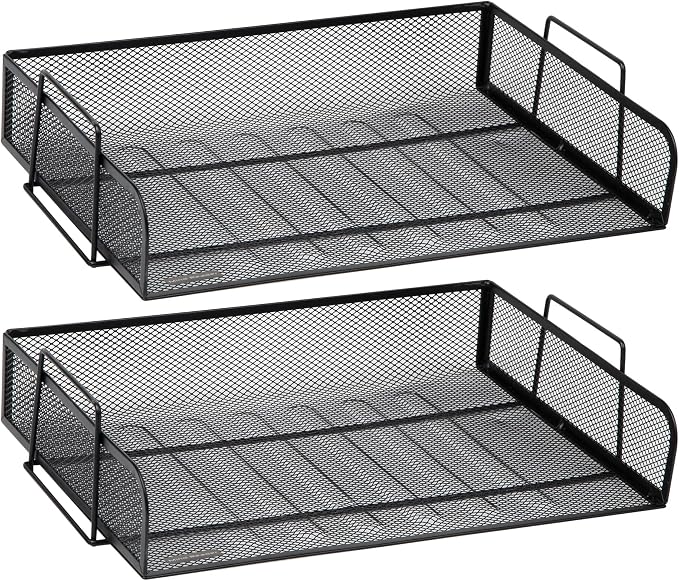 Mind Reader Stackable Paper Tray, Desktop Organizer, File Storage, Metal Mesh - Image 7