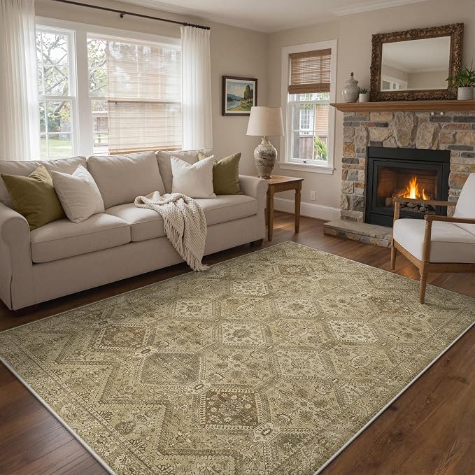 GENIMO 5x7 Area Rugs for Living Room, Machine Washable Non Slip Vintage Rugs - Image 2