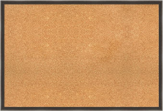 Amanti Art Natural Cork Board for Wall, 25x37 Vision Board with Brown Wood Frame, Large Corkboard Office Decor for Home Organization, Casual Corkboard Pinboard to display items for home organization-DeskLoop Office