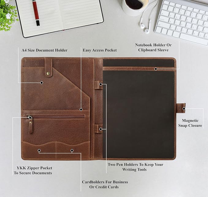 KomalC Leather Portfolio Folder - Image 6