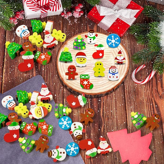 150 Pcs Christmas Mini Erasers for Kids, Cute Small Animal Erasers Bulk for - Image 3