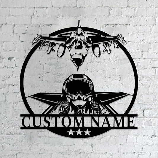 Personalized Metal Airplane Wall Art, Airplane Name Sign, Customized Pilot Name by Unknown