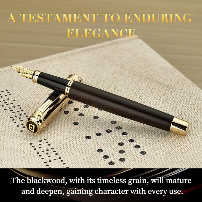BEILUNER 316 Fountain Pen, Stunning Luxury Blackwood, 24K Gilded Nib, Gorgeous - Image 4