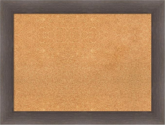Amanti Art Natural Cork Board for Wall, 25x33 Vision Board with Brown Wood Frame, Medium Corkboard Office Decor for Home Organization, Rustic Farmhouse Corkboard Pinboard to display items for home-DeskLoop Office