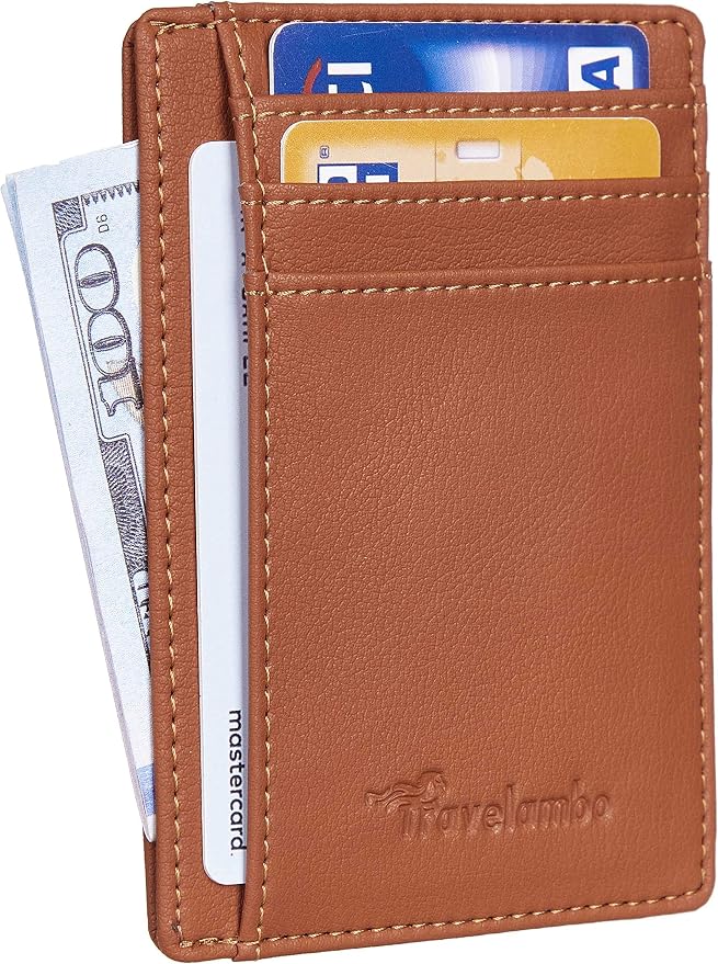 Travelambo Front Pocket Minimalist Leather Slim Wallet RFID Blocking Medium Size - Image 6