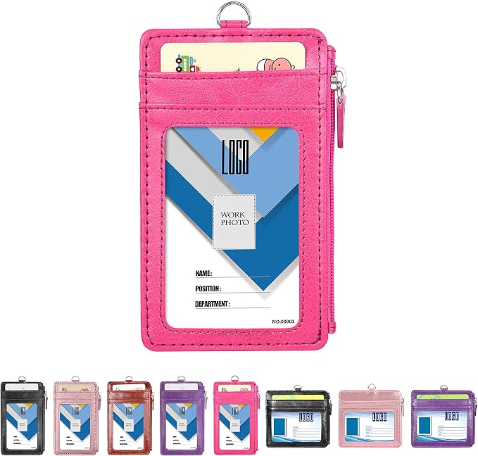 Badge Holder with Zip, Wisdompro Double Sided PU Leather ID Badge Card Holder - Image 9