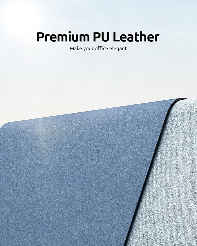 YSAGi Leather Desk Protector, Office Mat, Large Mouse Pad, Non-Slip PU Leather Blotter, Laptop Desk, Waterproof Writing Pad for Office and Home (Blue, 31.5" x 15.8")-DeskLoop Office