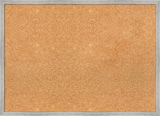 Amanti Art Natural Cork Board for Wall, 21x29 Vision Board with White Frame, Medium Corkboard Office Decor for Home Organization, Cottage Corkboard Pinboard to Display Items for Home Organization in-DeskLoop Office
