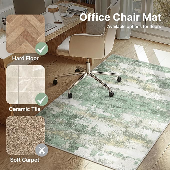 Office Chair Mat for Hardwood Tile Floor, Abstract 48"X 60" Desk Mats for - Image 3