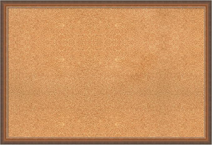 Amanti Art Natural Cork Board for Wall, 26x38 Vision Board with Bronze Frame, Large Corkboard Office Decor for Home Organization, Modern Corkboard Pinboard to Display Items for Home Organization in-DeskLoop Office