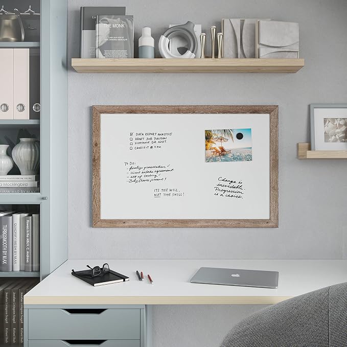 U Brands Decor Magnetic Dry Erase Board White Board, Rustic Wood Frame - Image 5