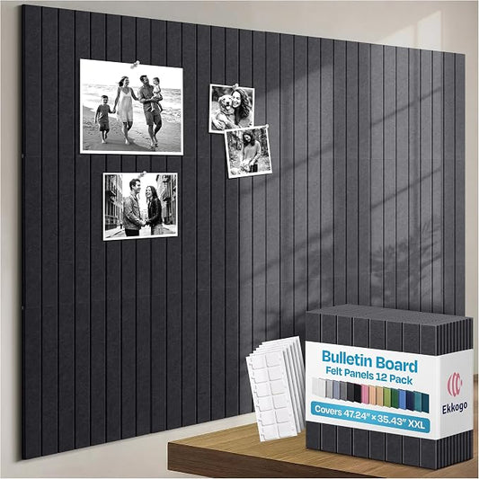 X-Large Cork Board Alternative 12-Pack Felt Bulletin Board Thick and Decorative by EkkogoAcousticPanels