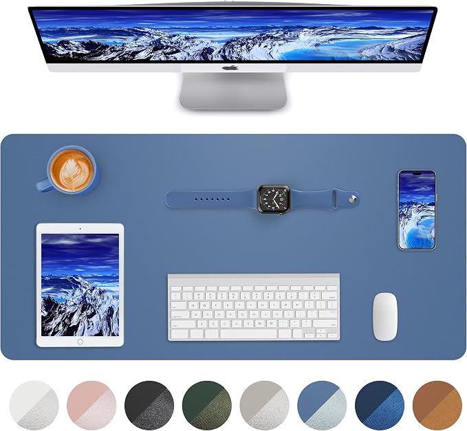 Leather Desk Pad Blotter, Mouse Pad, Office Desk Mat, Non-Slip PU Leather Desk by AFIING