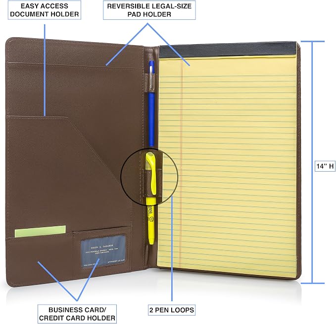 Legal Size Padfolio, 8.5 x 14 Inch Portfolio Folder - Image 9