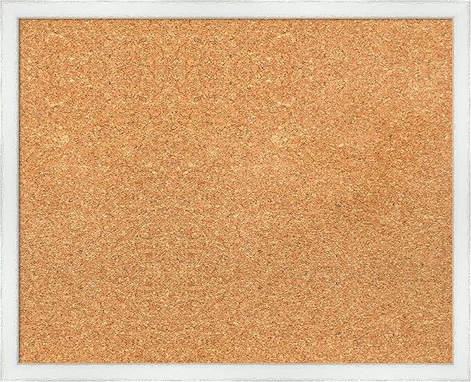 Amanti Art Natural Cork Board for Wall, 17x21 Vision Board with White Frame, Small Corkboard Office Decor for Home Organization, Country Rustic Corkboard Pinboard to Display Items for Home-DeskLoop Office