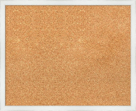 Amanti Art Natural Cork Board for Wall, 17x21 Vision Board with White Frame, Small Corkboard Office Decor for Home Organization, Country Rustic Corkboard Pinboard to Display Items for Home-DeskLoop Office