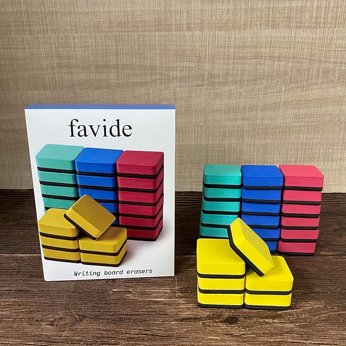 Favide 24 Pack Magnetic Whiteboard Dry Erase Erasers Chalkboard Cleansers - Image 5