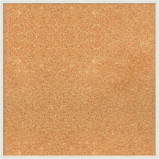 Amanti Art Natural Cork Board for Wall, 21x21 Vision Board with White Frame, Medium Corkboard Office Decor for Home Organization, Modern Corkboard Pinboard to Display Items for Home Organization in-DeskLoop Office