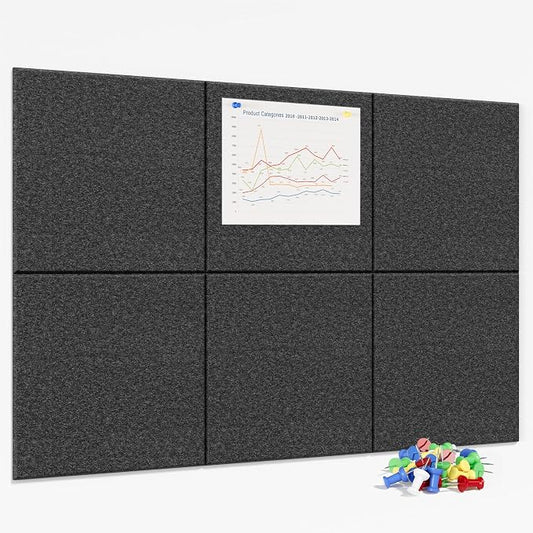 Neatsure Large Cork Board for Wall, 6 Panels Felt Tiles Tack Push Pin Board for by Neatsure