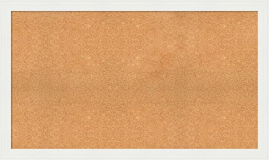 Amanti Art Natural Cork Board for Wall, 29x49 Vision Board with White Frame, Oversize Corkboard Office Decor for Home Organization, Casual Corkboard Pinboard to Display Items for Home Organization in-DeskLoop Office