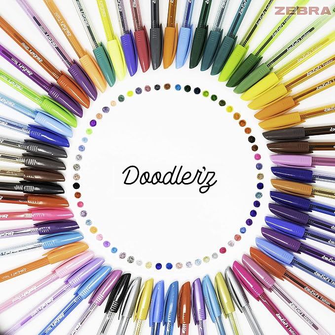 Zebra Pen, doodler’z Gel Stick Pens, 1.0mm Needle-Point Tip, Glitter and - Image 5