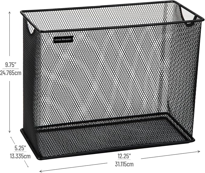 Mind Reader Vertical File Storage, Desktop Organizer, Hanging Files, Metal Mesh - Image 3
