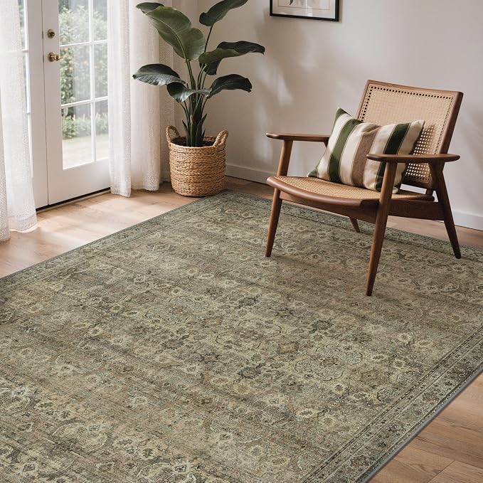 GENIMO 6x9 Area Rugs for Living Room, Machine Washable Non Slip Vintage Rugs by GENIMO