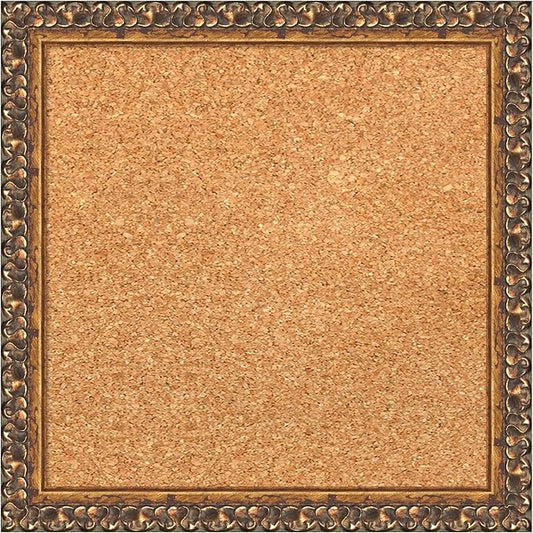 Amanti Art Natural Cork Board for Wall, 14x14 Vision Board with Bronze Frame, X-Small Corkboard Office Decor for Home Organization, Traditional Corkboard Pinboard to Display Items for Home-DeskLoop Office