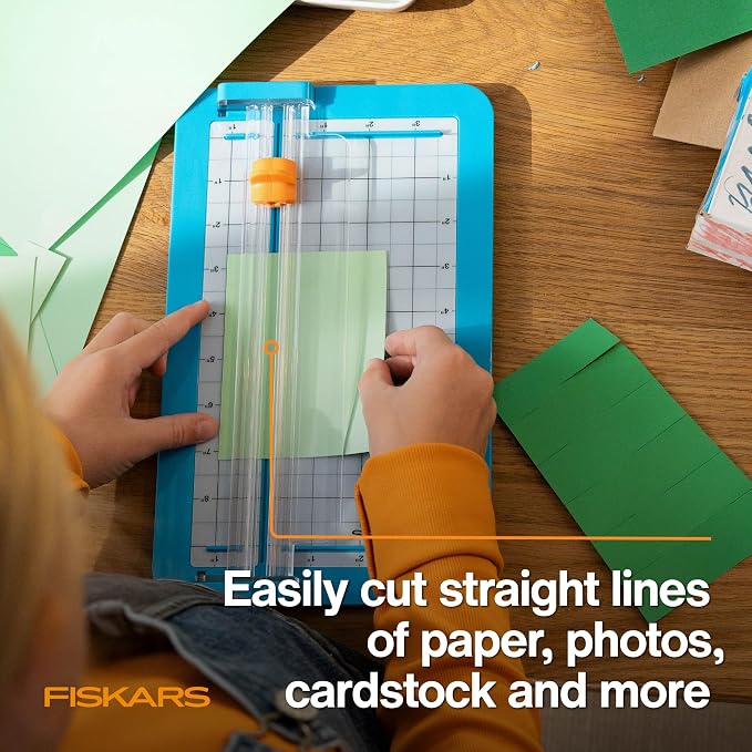 Fiskars Kids Junior Paper Trimmer – Turquoise Safe and Easy Paper Cutter - Image 6
