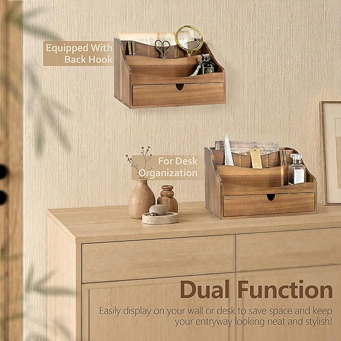 Rebee Vision Acacia Wood Mail Organizer - Image 4