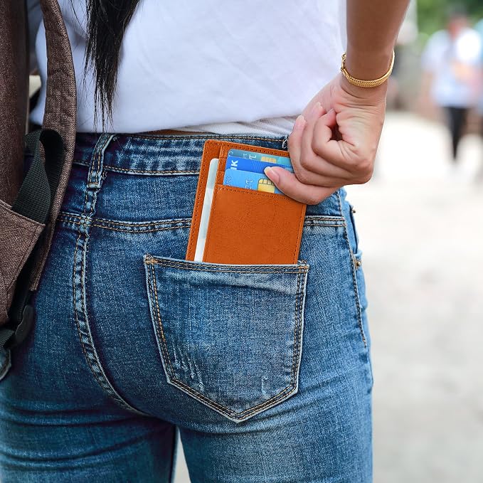 Travelambo Slim Wallet Front Pocket Minimalist Leather RFID Blocking Medium Size - Image 5