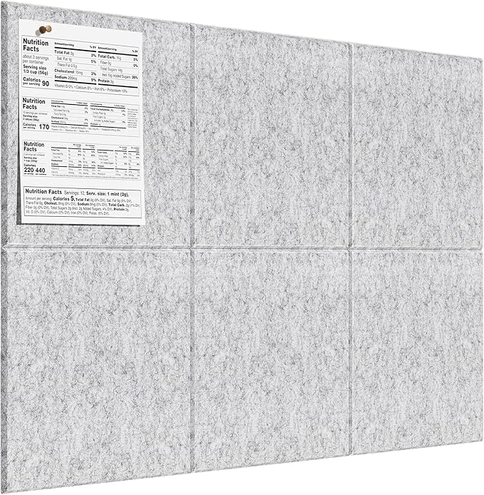MaxGear Felt Bulletin Board 36" x 24", Light Gray Felt Wall Tiles Push Pins | by MaxGear