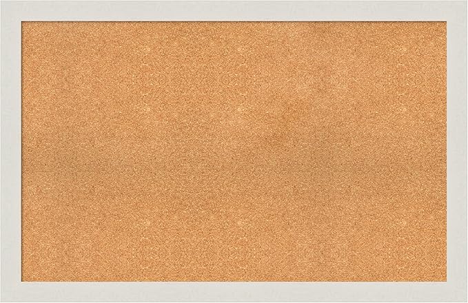 Amanti Art Natural Cork Board for Wall, 29x45 Vision Board with White Frame, Oversize Corkboard Office Decor for Home Organization, Country Rustic Corkboard Pinboard to Display Items for Home-DeskLoop Office