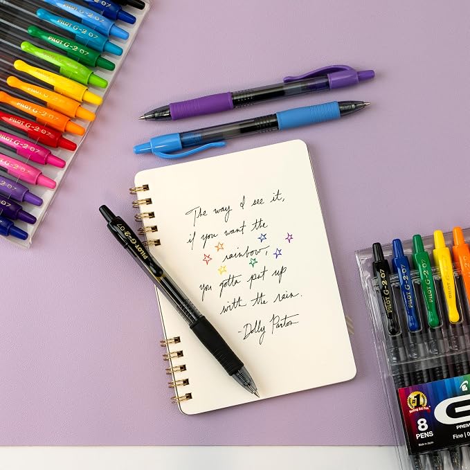 Pilot G2 Premium Gel Roller Pens, Rainbow Gel Pens, G2 Rainbow Colors Pack - Image 8
