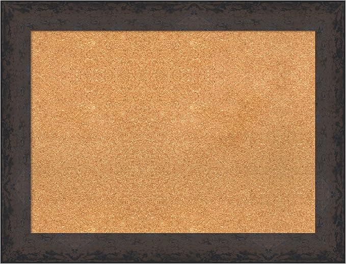 Amanti Art Natural Cork Board for Wall, 25x33 Vision Board with Black Wood Frame, Medium Corkboard Office Decor for Home Organization, Modern Contemporary Corkboard Pinboard to display items for home-DeskLoop Office
