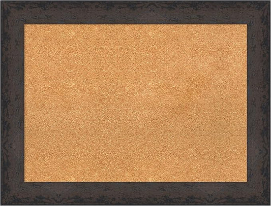 Amanti Art Natural Cork Board for Wall, 25x33 Vision Board with Black Wood Frame, Medium Corkboard Office Decor for Home Organization, Modern Contemporary Corkboard Pinboard to display items for home-DeskLoop Office