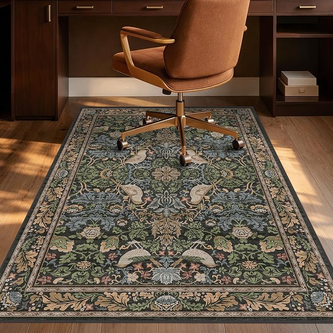 Washable 4x5 Boho Office Chair Mat by JTJ