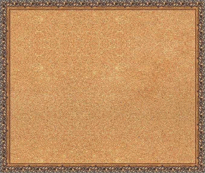 Amanti Art Natural Cork Board for Wall, 22x26 Vision Board with Bronze Frame, Medium Corkboard Office Decor for Home Organization, Traditional Corkboard Pinboard to Display Items for Home-DeskLoop Office