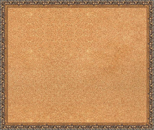 Amanti Art Natural Cork Board for Wall, 22x26 Vision Board with Bronze Frame, Medium Corkboard Office Decor for Home Organization, Traditional Corkboard Pinboard to Display Items for Home-DeskLoop Office