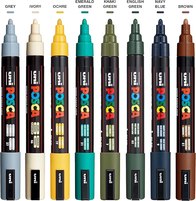 uni POSCA PC-5M Water-Based Paint Markers, Reversible Medium Tip, Earthtone Ink - Image 2