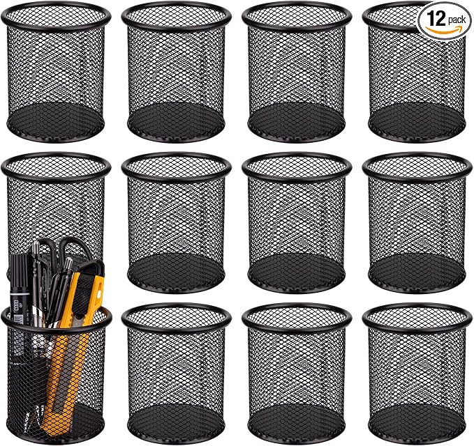 Nicunom 12 Pack Metal Pen Holder Wire Mesh Pen Cup Pencil Holder Pencil Cup by Nicunom